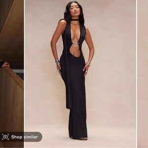 Fashion nova saree maxi dress black